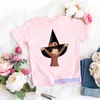 T-shirts 2024 Kawaii Curious George T-shirt Cartoon Graphic Print Monkey T Shirt Summer Tees Girls Tshirts Pink Short Sleeved Tops 240410