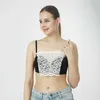 BRAS Jednoczęściowy dekolt osłony dla kobiet Tops Tops Camisole Bra Insert Owinięta dekoracja klatki piersiowej koronkowa przezroczysta rurka TOP 240410