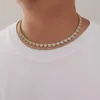 Hip Hop Gold Chain Copper Set med Zircon 8mm hjärtformad tenniskedjan Parhalsband Julklappning270b