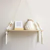 Nordic Wood Swing Hanging Rope Wall Mounted Floating Shelves Plant Flower Pot Crafts Ornaments Shelf Kid Room Decoration