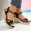 Sandals Fashion Wedges Shoes For Women 2024 Summer Platform High Heels Sandalias Mujer Thick Bottom Ankle Strap Gladiator Woman