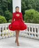 Robes de fête Red High Neck Full Full Per perle Applique Rouffes à plusieurs niveaux Prom Fabric sur mesure 2024 Girl Wear