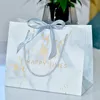 Marmor Geschenktüte Süßigkeiten Verpackung Geschenktüte für Hochzeit Gast Geburtstagstasche mit Ribbon Party Dekor Einkaufshandtasche Handtasche