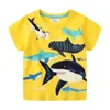 T-shirts Kids Luminous Cartoon Shark Dinosaur T-shirt 100% Cotton Baby Boys Tees Summer New Short Sleeve Tops Dropshipping 240410