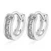 후프 Huggie Sterling Silver Real Moissanite Round Earrings Sparkling Wedding Party Fine Jewelry Gift Whoelhoop243n
