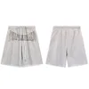 2024SS Summer New Product Shorts roxos Fleece calças de cinco polegadas com o logotipo do painel Letra de cordão