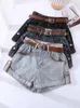 Shorts femminile Donne vintage Black Patchwork Bud Bud Design Denim Spring Summer Blue High Waist Vacate Jean Short Pant Corea