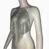 Womens Tanks Camis Shining Diamond Womens Tank Top Crystal Water Diamond Hanger Lowers Out Backless Crop Top Sexy Nightclub Y2K Festival Carnival Party Camis J24040