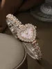 Armbandsur Women's Heart Luxury Full Diamond Armband Watch Smyckesuppsättning