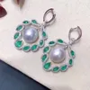 Dangle Earrings D207 Pure 925 Sterling Silver 8-9mm Fine Jewelry Fresh Water White Pearls for Women Pearl