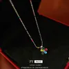 Collana floreale gocciolante per gocce di olio colorato in acciaio in titanio, piccola catena versatile fresca e alla moda, collana personalizzata ed elegante