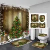 Rideaux de douche Bolls de Noël fenêtres d'arbre étanche de la salle de bain rideau de toilette tapis de tapis de tapis de toilette pour baignoire décor