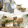 Handmade Woven Storage Basket,Folding Baskets,Laundry Basket,Straw Wicker,Rattan,Seagrass Belly,Garden Flower Pot,Plant Basket