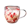 Bouteilles d'eau 250/350 ml tasse de verre à café à double couche avec poignée fleurs cuisine sèche fournitures transparentes de lait remplisseur de ménage z9v7