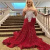 Party Dresses Glamorous Red Shine Prom Dress With Diamond Crystal Sparkly Sequins Mermaid Evening Baddie 20th Birthday Gowns 2024