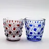 Japanese Edo Short Glass Sake Cup Mini Whisky Steins Hand Carved Factory Wholesale Sales Kitchen Supplies Red Blue Gift 50-150 ml