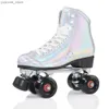 Inline Roller Skates Roller Skates Shoes Flash Quad Wheels Skating Adult Double Row Roller Shoes Beginner Sliding Sneaker With 4 Wheels Metal Bracket Y240410