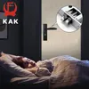 Kak Mute Black Door Lock Aluminium Alloy Interior Dörrlås Handtaget Modernt stöldstöld av trä Dörrlåsmöbler Dörr Hårdvara