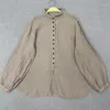Женские блузки Johnature Spring Tound Down Windage Vintage Lensen Women Рубашки 2024 Случайный японский кнопка с твердым цветом.