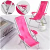 1: 6 Schaal Poppenhuis Meubels zwemmen opvouwbare Deckchair Accessoires Voor Pop Voor Blythe Huis Lounge Roze Roos Stand Stoel