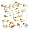 ZGRK Bathroom Accessories Solid Brass Golden Toilet Paper Holder Towel Rack Tissue Holder bathroom fixtures Bath Hardware Set