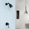 Badezimmer Duschset Messing Chrom Wand montiert versteckte Matt Schwarzer Dusche Wasserhahn heißer und kalter Mixer mit kostenloser Drehregen Dusche
