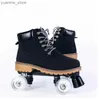 Встроенные роликовые коньки Quad Roller Skate Skate Swee Thinking Double Row 4 Wheels Cleels Cute Leather для взрослых мужчин.