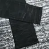 Jeans maschi uomini uomini bianchi cerotto in pelle nera