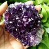 100-150g Large Purple Natural Brazilian Amethyst Stone Cluster Healing Quartz Crystal Druzy Geode Specimens Ornament Home Decor