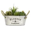 Rustic White Bucket Flower Pot Succulent Plant Container with Twine Handles Vintage Watering Flowerpots Primitive Farmhouse X7XD