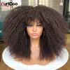Curly peruker för svarta kvinnor afro kinky lockig peruk med lugg bouncy fluffy syntetiskt naturligt hår cosplay party värme resistent 240402