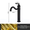 Black Faucets Tall Bathroom Vessel Sink Faucet Hot Cold Water Crane Oil Rubble Bronze Finished Deck Mounted ELF5002B