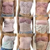 Frauen Tanks Camis Maemukilabe Coquette süße rosa Bandeau Top Fairycore Y2K Spitzendekoration trägerloser Crop Top 90s Retro Rückenless Camis J240409