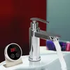 Robinets de salle de bain thermostatique Mixer Smart Touch Round Système de douche Panneau mural Murlé Digital Température de température LCD Taps