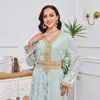 Ethnische Kleidung Frauen Abaya Langarm Islamisch Licht Luxus muslimisch Kleid Taille Tuck Knöchel Rock Turkisch Kaftan Femme Musulman