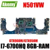 Motherboard G501V for ASUS N501VW G501VW G60V UX501V UX501VW Laptop Motherboard N501V Mainboard with I76700HQ CPU 8GBRAM GTX960M GTX950M