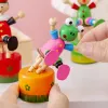 10 pezzi creativo in legno danzante clown rana oggetto di scena desktop per bambini dita per burattini per adulti giocattolo festa di compleanno festival