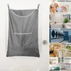 Laundry Bags Back Of Door Clothes Hamper Space-Saving Accessories With 2 Hooks Floating Bag For Bathroom