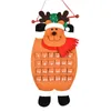 Santa Claus Snowman Elk Adventy Calendário com bolsos 24 dias pendurando o calendário de feltro de contagem regressiva de Natal para decoração de casa interna