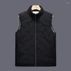 Men's Jackets Winter Solid Color Simple Padded Thickened Sleeveless Warm Vest Stand-Up Collar Wind Tube Fashion Casual Down Jacket 2024