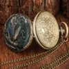 Pocket Watches Bronze Crane/Elk/Elephant Animal Quartz Pocket Round Dial Pocket Necklace Pendant Sweater Chain Pocket Clock for Men Women Y240410