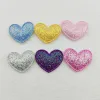 100 stcs 3,5*3 cm glitterstof hart appliques voor kleding hoed naaien benen Diy Headwar Hair Clip Bow Decor Patches