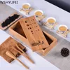 wsyufei 7つ星ティーセット中国天然竹茶トレイ長方形の伝統的な竹の茶茶トレイチャハイティーテーブル