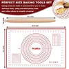 WALFOS French Rolling Pin and Silicone Pastry Mat Set Beech Wood Rolling Pin 18 Inch For Best Pie Crust Cookie Pasta Pizza Doug