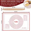 Walfos French Rilling Pin et Silicone Pastry Mat Set Beech Wood Rolling Pin 18 pouces pour la meilleure croûte à tarte Pasta Pasta Pizza Doug