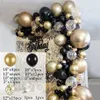 121pcs Balloon Arch Garland Kit Chrome Gold Latex Balloons Preto Casamento Mostrar Decorações de Aniversário Globos 210719284h