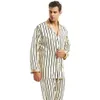 Mens Silk Satin Pajamas Set Pyjamas PJS Sleepwear Loungewear S - 4XL Striped 210918320F