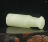Decorative Figurines Old Natural Jade Hand-carved Statue Of Pipe