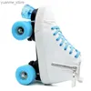 Inline Roller Skates Microfiber Leather Casual Breathable Adult Unisex Double Row Quad Roller Skates Shoes Zipper Sliding Sport Sneaker 4 Wheels Y240410