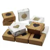 Pacote de presentes DIY de 50pcs com janela Branco/Kraft Package Box Packaging Bolo para festas de casamento para festas em casa caixas de embalagem de muffin